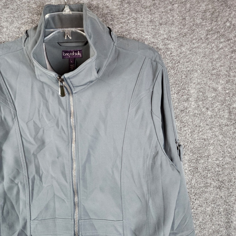 Long Tall Sally Softshell Jacket Women L Grey Tall Adjustable Waist Full Zip - Picture 3 of 10